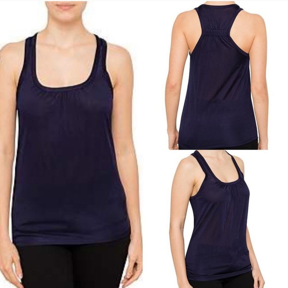 Ted Baker Skylon Black Fitted Gathered Racerback Tank Blouse Top - size 3